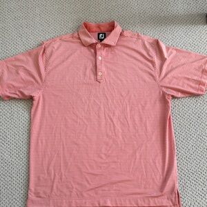 FootJoy Men's Polo Golf Shirt - Coral Stripes